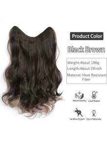 1 pièce Perruque synthétique résistante à la chaleur, ondulée profonde, cheveux bruns de 24 pouces, pièce de cheveux de haute qualité pour usage quotidien
