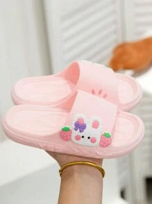 HAHABOBO 新款草莓兔可爱童鞋 - 卡通图案男女童凉鞋 - 柔软舒适儿童拖鞋,室内拖鞋,适合春、夏、秋、冬四季穿着 - 粉色 - 查看 6