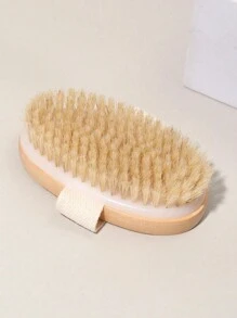 1Pc Dry Body Brush, Exfoliating Body Scrubber, Natural Bristles For Dry Skin, Improves Blood Circulation, Stops Ingrown Hairs, Cleans Acne And Cellulite, Good For Home Bath Tools