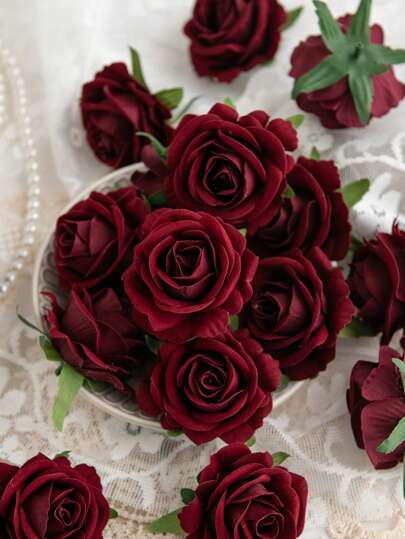 5/15/25PCS Artificial Flowers Flannelette Roses Flower Heads For Wedding Party Decoration, Cake Decoration And Home Living Room Table Decoration,Fake Plants,Fall Decor,Room,Desk,Garden Decor,Room Decoration Stuff Valentine's Day Bride Wrist Flower Gifts Birthday Graduation