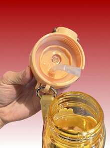 Portable Shockproof Plastic Straw Cup, Korean Version, Minimalist & Cute Style, Heatproof, For Students & Women, Summer