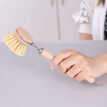 Wood Handled Dish Brush, Natural Kitchen Cleaning Brush Suitable For Vegetables, Pots, Pans And Dishware - Brown - View 6