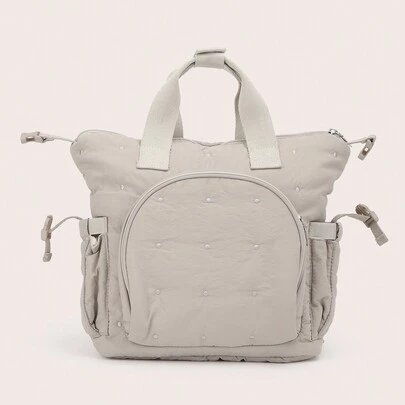 1 件轻便婴儿推车收纳袋带刺绣装饰，妈妈和宝宝的多功能背包