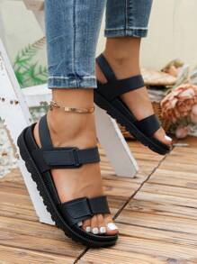 SHIHUA Women Summer 2024 Flat Sandals, Versatile Soft Sole Comfortable Casual, Plus Size College Style Lady-Like Minimalist Sporty Beach Shoes