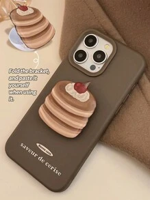 1 pieza Estuche protector de teléfono vintage, estilo dibujos animados lindo y suave, con soporte, compatible con las series Apple 16/15/14/13/12/11, adecuado para otoño/invierno