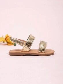 Mädchen Schlangenhaut Muster Mode Flache Sandalen, Sommer