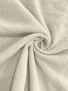 Men's Short Sleeve Henley Shirt, Summer V-Neck Linen Breathable Solid Color Mature Retro Style, Suitable For Casual, Vacation And Daily Wear - Khaki - View 10