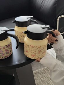 إبريق قهوة/شاي من الفولاذ المقاوم للصدأ عازل للحرارة ذو جدران مزدوجة بسعة 800 مل وبنمط زهري ياباني ، مناسب للمكتب والمطعم والاستخدام الخارجي ، هدية رائعة لأعياد الميلاد وعيد الحب وعيد الأم وبداية العام الدراسي