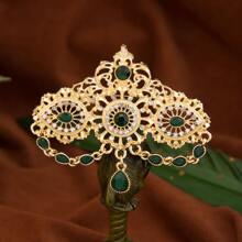 1 件中东摩洛哥女士胸针，镂空花卉图案彩色水钻镶嵌围巾/头巾别针