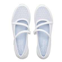 Skechers Women's Mesh Breathable Retro Ballet Flats Vintage Mary Jane Shoes 100354-WHT - White - View 4