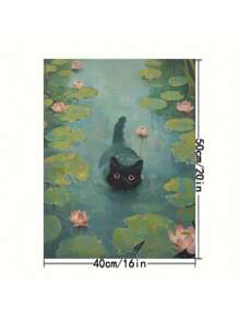 1pc 40 X 50cm Frameless Seaside Landscape With Cats Digital Oil Painting, Adult Beginner DIY Digital Oil Painting Kit, Gift For Friend On , Christmas, Valentine's Day, Halloween, Thanksgiving
