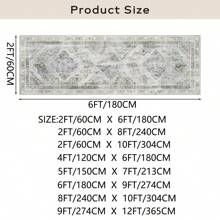 Phantoscope Boho Washable Runner Rug – Non-Slip Ultra-Thin Carpet For Hallway, Kitchen, Entryway, Laundry & Bedroom – Vintage Distressed Long Accent Rug - Xám/Xanh nhạt - Xem 6