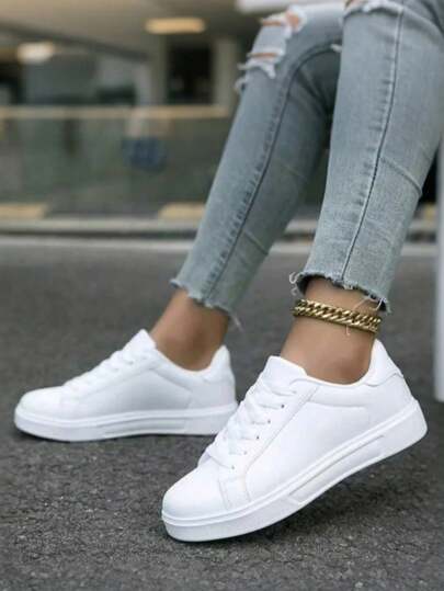 Women's White Casual Sports Shoes, Sneakers, Lightweight Breathable Casual Shoes, Spring/Summer New Arrival