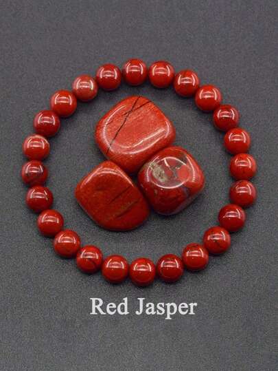 1pc Natural Stone Red Jasper Prayer Bead Bracelet For Women Men Rosary Meditation Bracelets Yoga Meditation Jewelry Gifts For Daily Wear Action, Courage, Protection