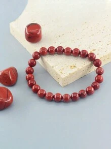 1 Unidad De Pulsera De Cuentas De Oración De Jaspe Rojo De Piedra Natural, Pulseras De Meditación Para Hombres Y Mujeres, Joyería De Meditación De Yoga 4 6 8 10mm