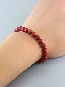 1 Unidad De Pulsera De Cuentas De Oración De Jaspe Rojo De Piedra Natural, Pulseras De Meditación Para Hombres Y Mujeres, Joyería De Meditación De Yoga 4 6 8 10mm
