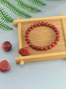 1 Unidad De Pulsera De Cuentas De Oración De Jaspe Rojo De Piedra Natural, Pulseras De Meditación Para Hombres Y Mujeres, Joyería De Meditación De Yoga 4 6 8 10mm