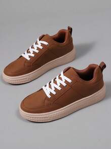 Zapatos para parejas tallas 36-45, zapatos casuales para mujer, tenis para hombre, zapatos planos cómodos para hombre con cordones y suela blanda, calzado ligero de caña baja para uso diario - Amarillo - Ver 4