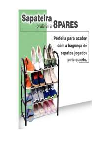 Sapateira 4 andares Organizador de Sapatos Tenis 8 Pares Desmontavel Movel Preto