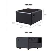 QWERTYUI Smart Nightstand, Side Table With Built In Fridge, 27.8" D X 26.5" W X 18.1" H, Mini Coffee Table, Modern End Table 15W Wireless Charging With USB Chargers And Outlets For Bedroom (Black) - default - View 2
