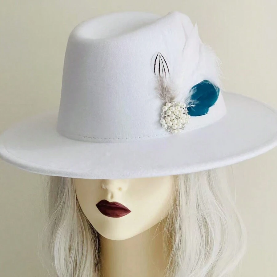 Cowboy Hat For Women And Men With Shapeable Wide Brim - Felt Cattleman Western Hats For Cowboys And Cowgirls 2024 - White - View 1