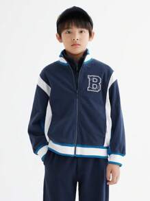 Balabala Boys' Color Block Baseball Jacket, Stylish Spring Sport Coats