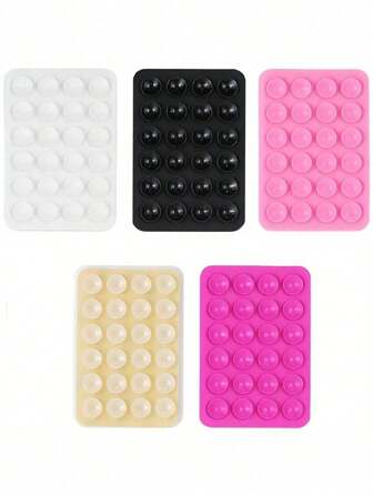 5pcs Silicone Phone Grip, Suction Cup Phone Holder, Hands Free Phone Handle, Finger Ring Stand Compatible With & Android, White + Black + Pink + Transparent + Rosered Valentine's Day For Holiday Gift Giving