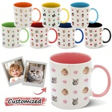 One Piece Custom Face Mugs, Personalized Photo Coffee Mugs, Personalized Baby And Pet Face Mugs, High Quality Mugs With Different Mug Colors Available, Suitable For Valentine's Day, Wedding Anniversaries, Graduation, Birthdays, Children's Day, Father's Day, Graduation Gifts, Multi-Functional, Ornamental, Anti-Mold, Reusable, Easy To Clean, Adorable, High-Quality, Cute, Modern, Custom, Personalized, Unique, Ideal Gifts For Him, Ideal Gifts For Kids, Bathroom, Living Room, Bedroom, Office, Tea Room, School, Home,Delicate Romance