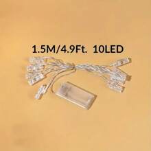1PC1.5M10LED/3M20LED Batterijdoos Fotoclip Lichtsnoer, Geschikt Voor Het Ophangen Van Fotokaartfoto's, Geschikt Voor Feest, Slaapkamer, Slaapzaal, Muur, Bruiloftsdecoratie
