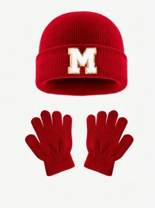 2 seturi pentru bebeluși, căciulă și mănuși moi tricotate cu 26 de litere, costum personalizat drăguț pentru băieți și fete, costum cald și rece de iarnă, potrivit pentru sugari în toamna și iarna, utilizare zilnică caldă la modă