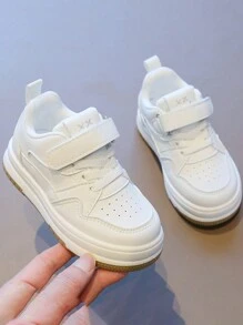 1 Pair New White Sneakers, Non-Slip Lightweight Girls/Boys Casual Soft Sole Board Shoes
