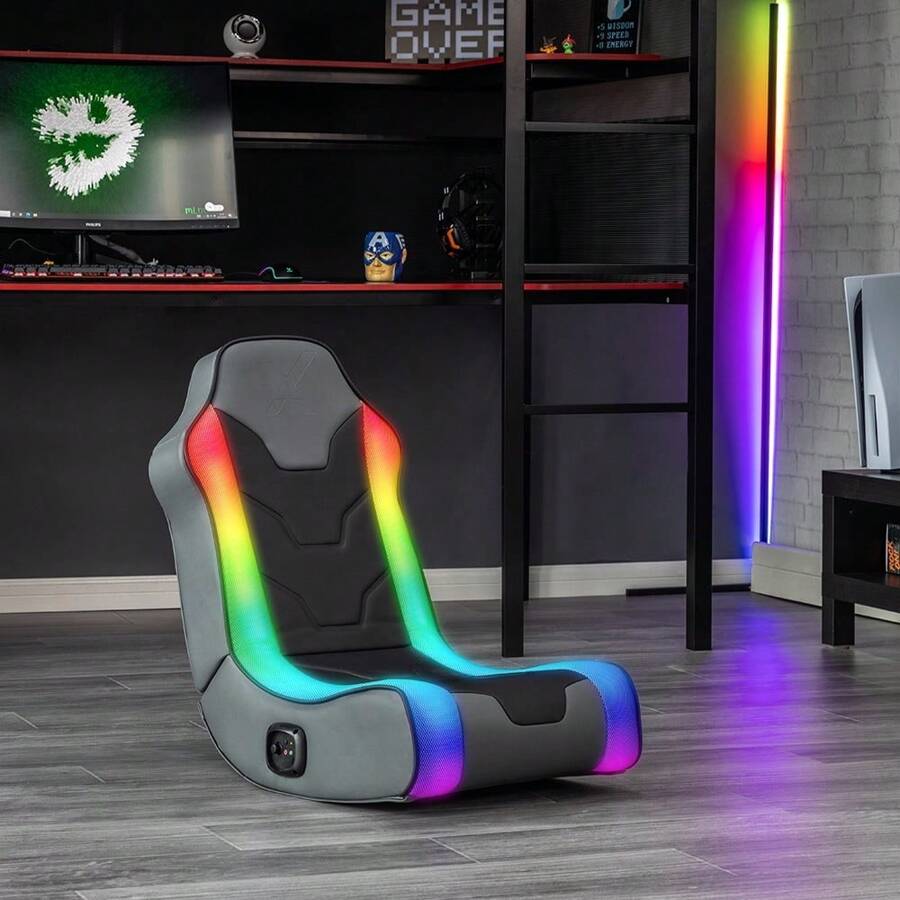 X Rocker Cosmos RGB LED 2.0 Video Gaming Floor Rocker Chair - Schwarz - Übersicht 1