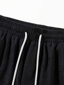 男士灯芯绒休闲短裤，百搭 5 英寸内缝 - 黑色 - 查看 7