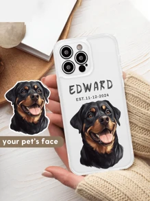 Personalizza cover per cellulare trasparente con foto e nomi di animali domestici, cover per cellulare per cani, cover per cellulare per gatti, personalizza cover per cellulare, compatibile con - Trasparente - Visualizzare 27