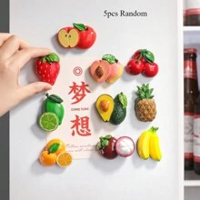 5pcs/10pcs Fridge Magnets Cute 3D Fruit Magnetic Stickers Avocado, Banana, Lemon, Food Decoration, Home Decor, Holiday Gift, Fridge Decor, Kitchen Magnets Gifts Birthday Graduation