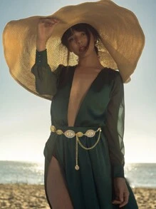 Women's Western Metal Conch Belt Cowboy Dress Chain Belt Cowboy Country Concert Clothing Accessories Waist Chain Fall, Autumn, Halloween