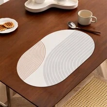 Ovale en vierkante PU-placemat, waterdichte oliebestendige warmte-isolatie, eettafelmat voor thuis