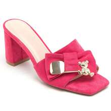 Summer Fashionable Elegant Minimalist Bow Decor High Heel Sandals - Hot Pink - View 4