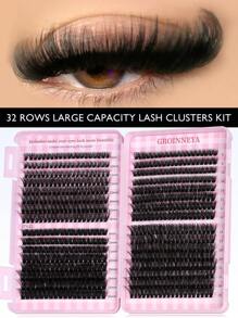GROINNEYA 3/28Rows Individual Eyelashes Book Large Capacity 9-16mm Mixed Length Cluster Eyelashes For Beginner DIY At Home Eyelashes Extensions Set