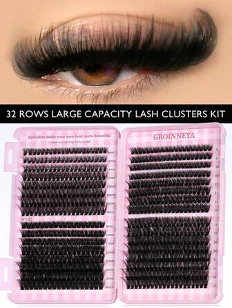 GROINNEYA 3/28Rows Individual Eyelashes Book Large Capacity 9-16mm Mixed Length Cluster Eyelashes For Beginner DIY At Home Eyelashes Extensions Set Lash Clusters, Eyelash Clusters, Individual Eyelashes, Lashes, Fake Lashes