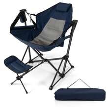 Homasis Hammock Camping Chair W/ Retractable Footrest & Carrying Bag For Camping Picnic - Navy Blue - View 1