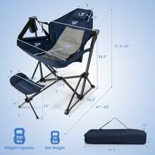Homasis Hammock Camping Chair W/ Retractable Footrest & Carrying Bag For Camping Picnic - Navy Blue - View 2