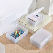 1 pieza Caja de almacenamiento de tarjetas de plástico, caja portátil de tarjetas, caja de almacenamiento de tarjetas de estrellas, caja de almacenamiento de tarjetas de juego, organizador de escritorio con tapa, contenedor de almacenamiento - transparente - Ver 4