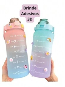 Trio de Garrafa de água 2000ml 2l Galão com Adesivos