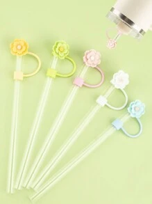 5PCS/6PCS 10mm/0.4in 彩色硅胶吸管盖 适用于 30/40 盎司带手柄玻璃杯的配件，Love Shack 花式吸管杯盖，花式吸管盖（情人节）假期，可重复使用的杯子吸管盖 - 彩色 - 查看 15