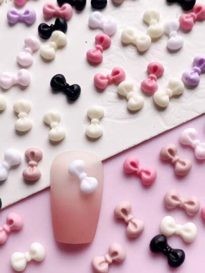 50个混色蝴蝶结美甲装饰品，流行韩日风格，适用于美甲装饰、美甲饰品、美甲配件