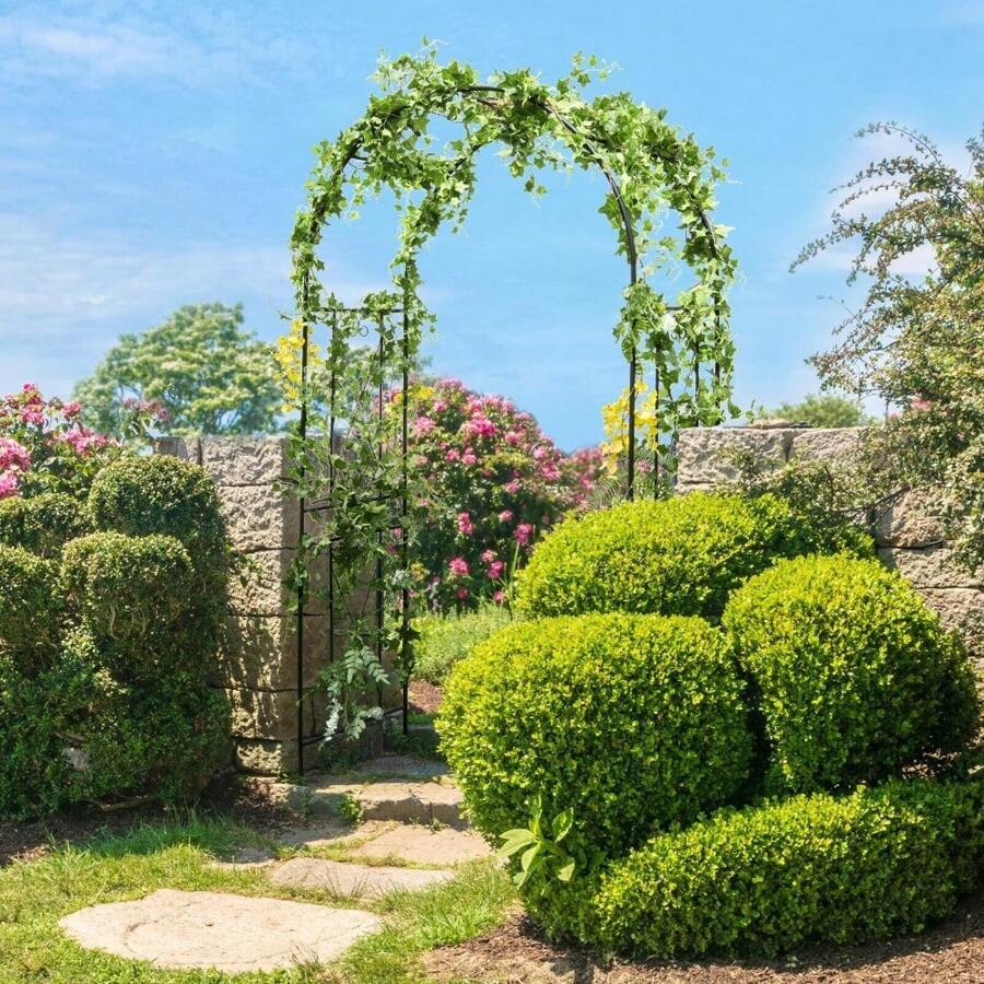 Garden Arch Arbor Trellis 7.2 Ft Metal Archway Patio Pergola For Climbing Plants - Black - View 1