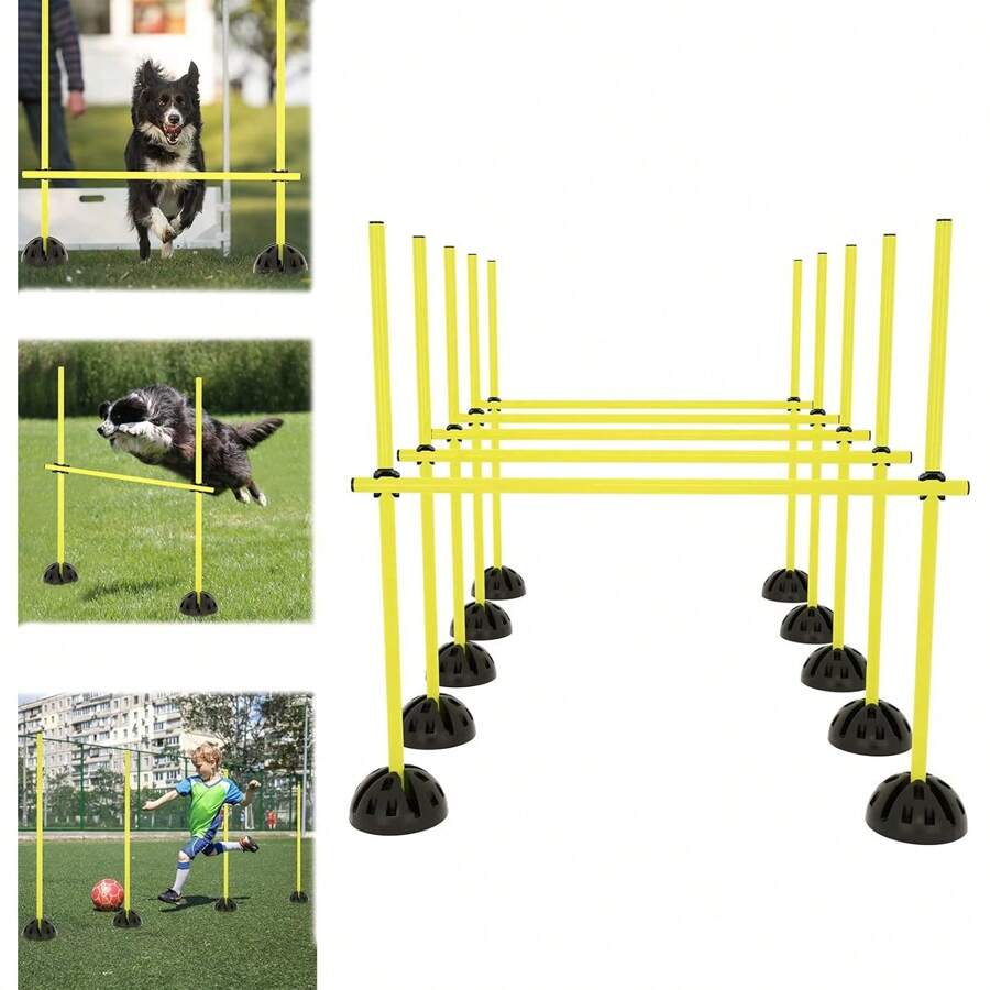 YARDIN Juego de vallas de agilidad para niños - barras de entrenamiento de altura ajustable para potencia de salto, regate y agilidad - ideal para deportes de club y escolares - Amarillo - Ver 1