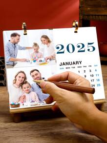 1 pieza Calendario personalizado con foto 2025, calendario mensual personalizado con fotos de familia, mascotas y vacaciones, disponible en 3 tamaños para uso doméstico, oficina y regalo. Calendario de sobremesa con diseño personalizado, recuerdos únicos de fotos para cumpleaños, aniversarios y Año Nuevo. Decoración del hogar, calendario de colocación de regalo para fiestas, decoración de escritorio de oficina, regalo perfecto de Año Nuevo para familiares y amigos. - Multicolor - Ver 6