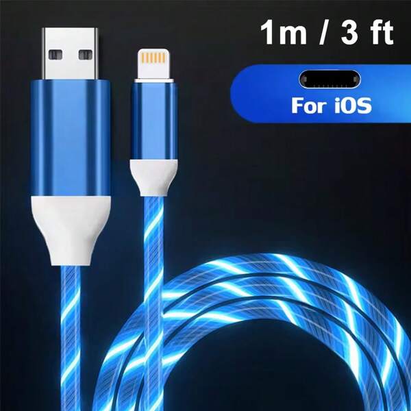 Cablu de date USB cu încărcare rapidă și LED strălucitor, 1 buc., compatibil cu iPhone 14 Pro Max/14 Pro/14 Plus/14/13/12/11/XS/XR/8/7/6/seria iPad, cablu de încărcare rapidă de înaltă eficiență compatibil cu iPhone 14 Pro Max, 14 Pro, 14 Plus, 13 Pro Max, 13 Pro, 13, 12 Pro, 12, 11, XS, XR, 8 Plus, 8, 7, 6, 5, SE, compatibil cu iPad Lightning